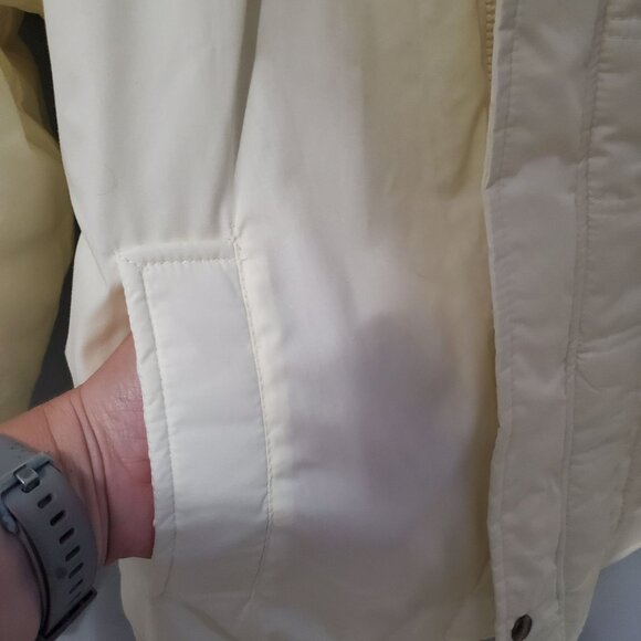 Vintage Men's Ivory Puffer Bomber Jacket with Hood from Grizzly, Streetwear, L - Picture 3 of 11